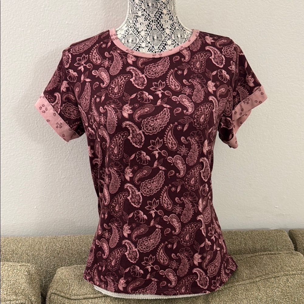 Lucky Brand Pink Paisley Women's Jersey Top
